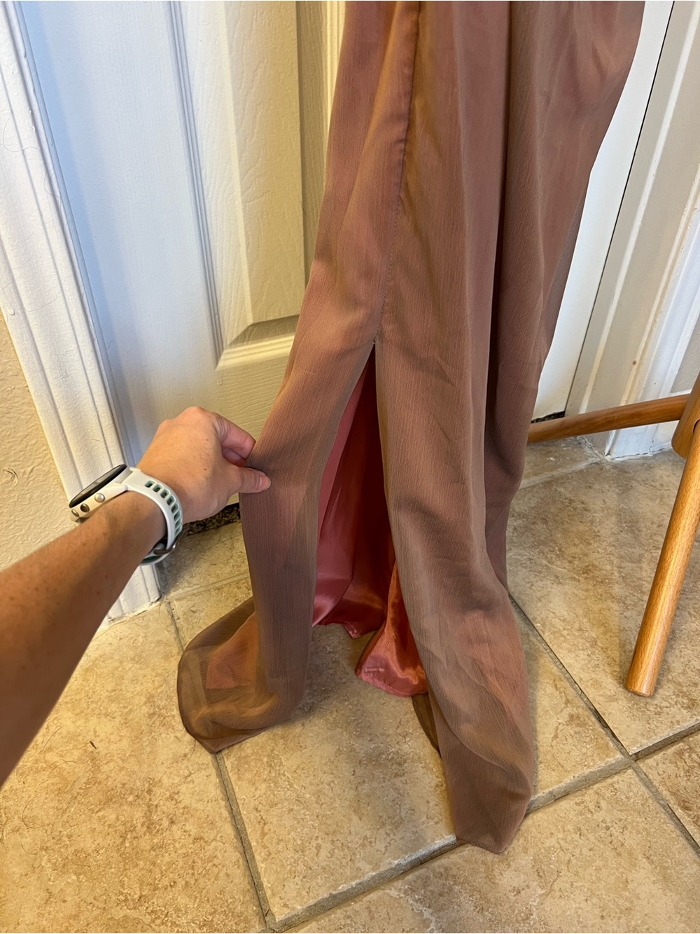 Vintage Watters Copper Brown Spaghetti-Strap Bridesmaid Dress - Picture 6 of 9